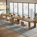 7 ft Conference Table for 6 to 8 People, Modern Rectangle Meeting Room Desk for Boardroom, Home Office (2, Oak)