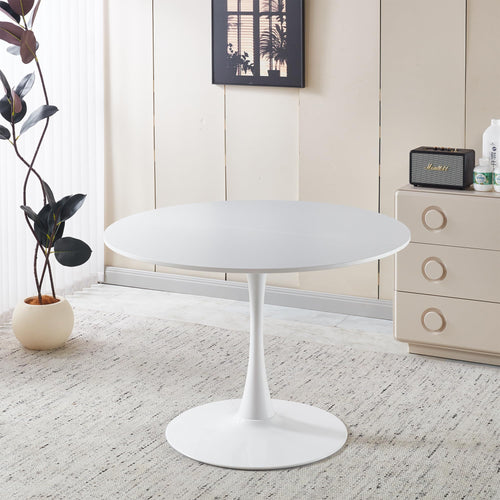 42" Round Tulip Dining Table, Mid-Century Tulip Table Kitchen Tulip Dining Table 2-4 People with MDF Table Top &Metal Base for Office Living Room