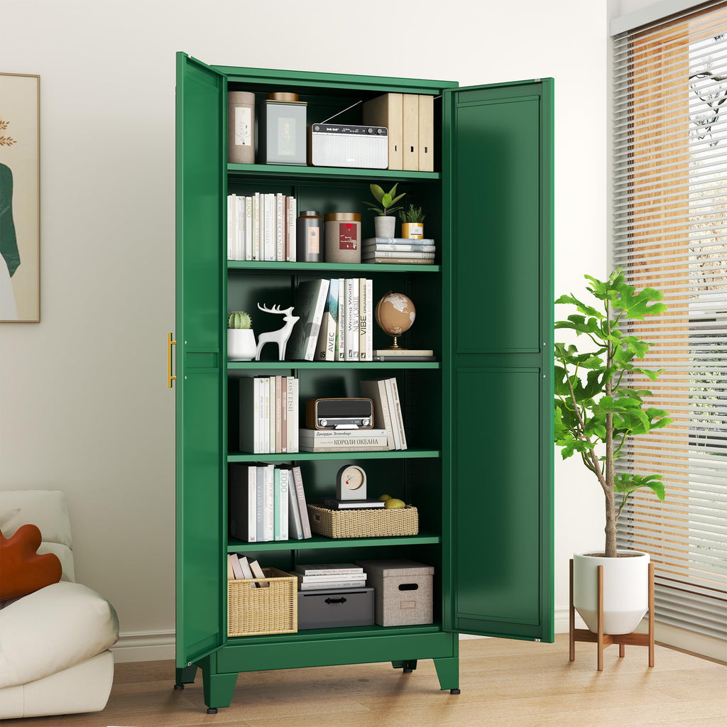 Green Metal Storage Cabinet,75" Steel Cabinets for Home Office