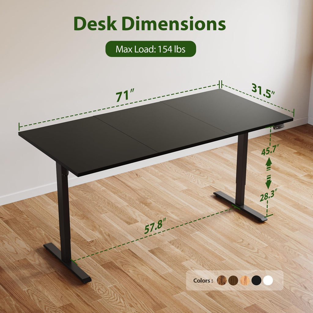 71 * 32 Inch Height Adjustable Electric Standing Desk, Black