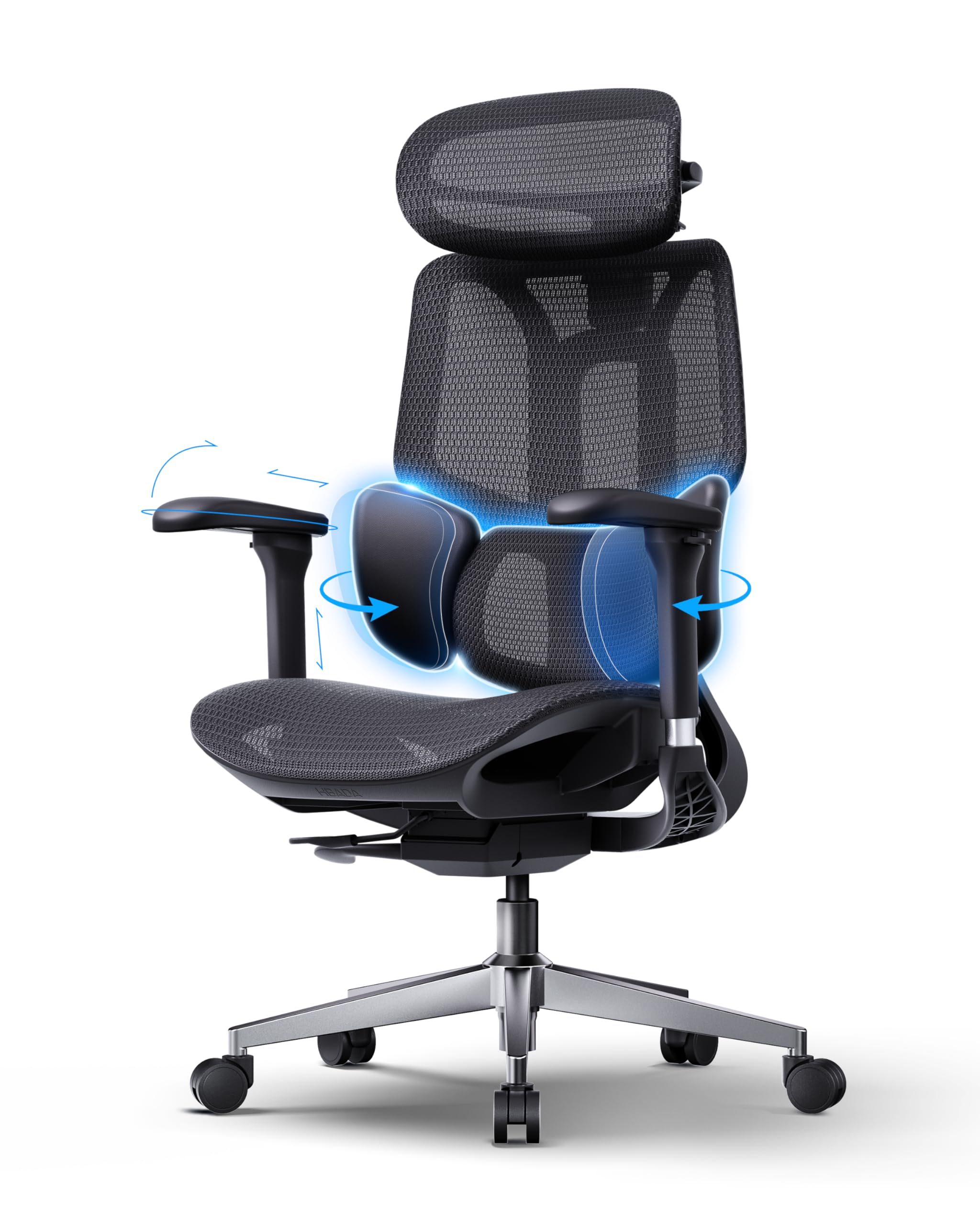 E3 Air 2026 Ergonomic Office Chair, 3-Zone Lumbar Support, Comfy Home Office Chair with Auto Recline, 4D Headrest & Armrests, 140° Tilt for Work & Relax, Black