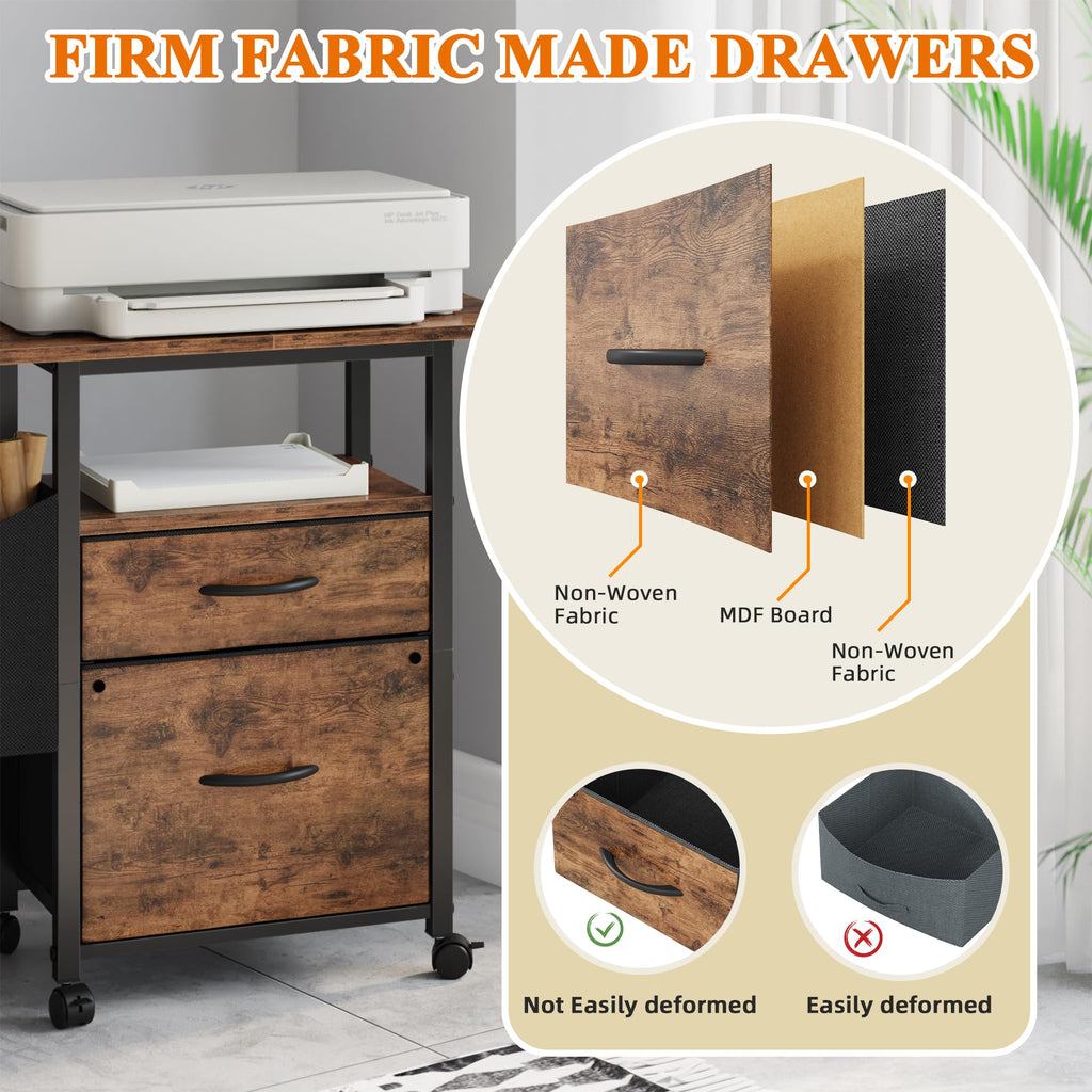 2 Drawer File Cabinet 24''W, Mobile Filing Cabinet, Printer Stand