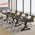 10.5FT Conference Table, Modern Meeting Table for 8-10 People, Rectangle Seminar Boardroom Table for Office Conference Room with Stylish Legs (2, Black)