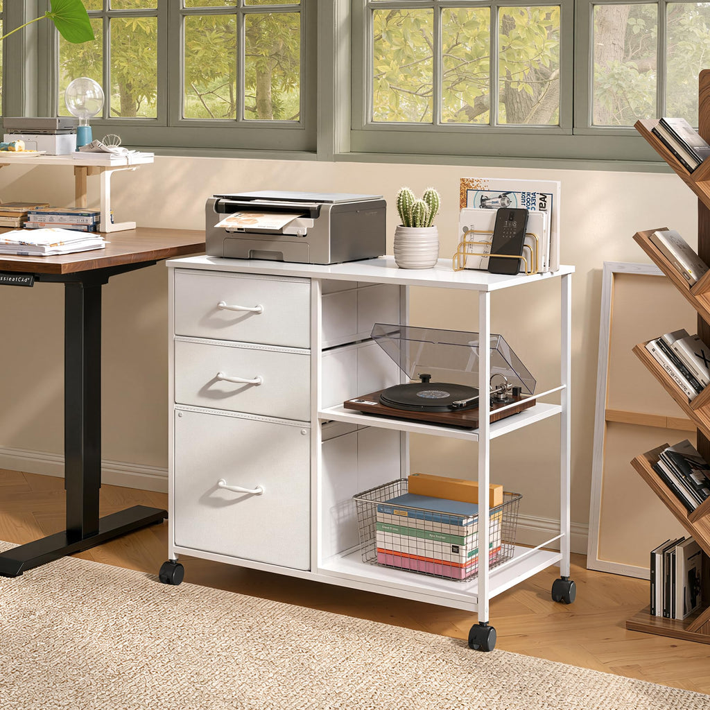 3 Drawer Mobile File Cabinet with Open Storage Shelf
