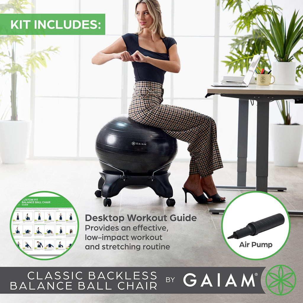 Classic Backless Balance Ball Chair, Charcoal