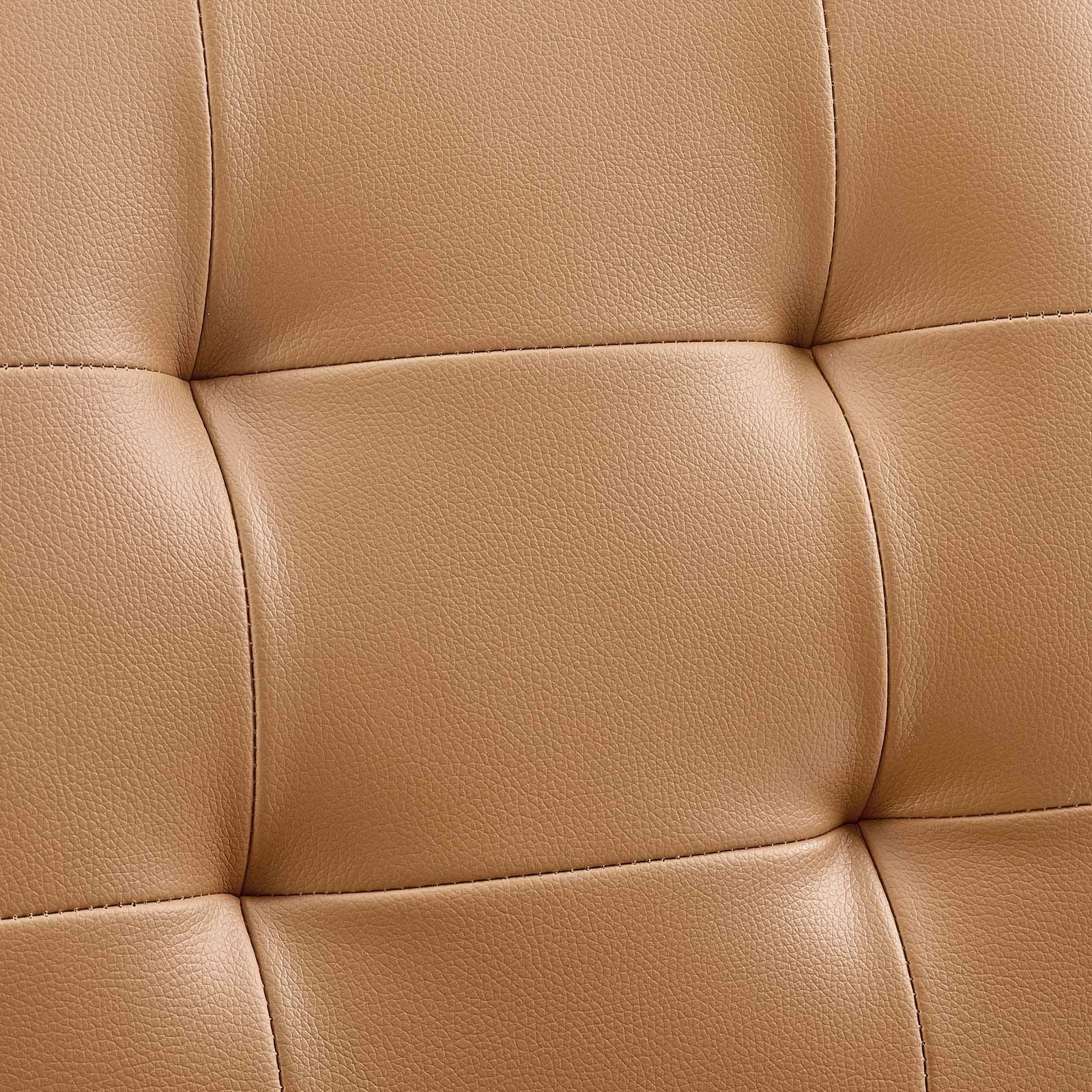 Prim Ribbed Armless Mid Back Swivel Conference Office Chair In Tan