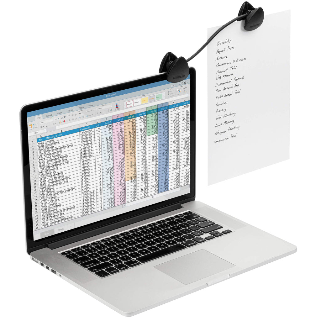 Document Holder for Typing for Laptops and Monitors, Flex Clip Copyholder, Typing Stand Document Holder, Office Paper Clip Holder, Compact Paper Holder Stand, Black 9-3/4" Wide