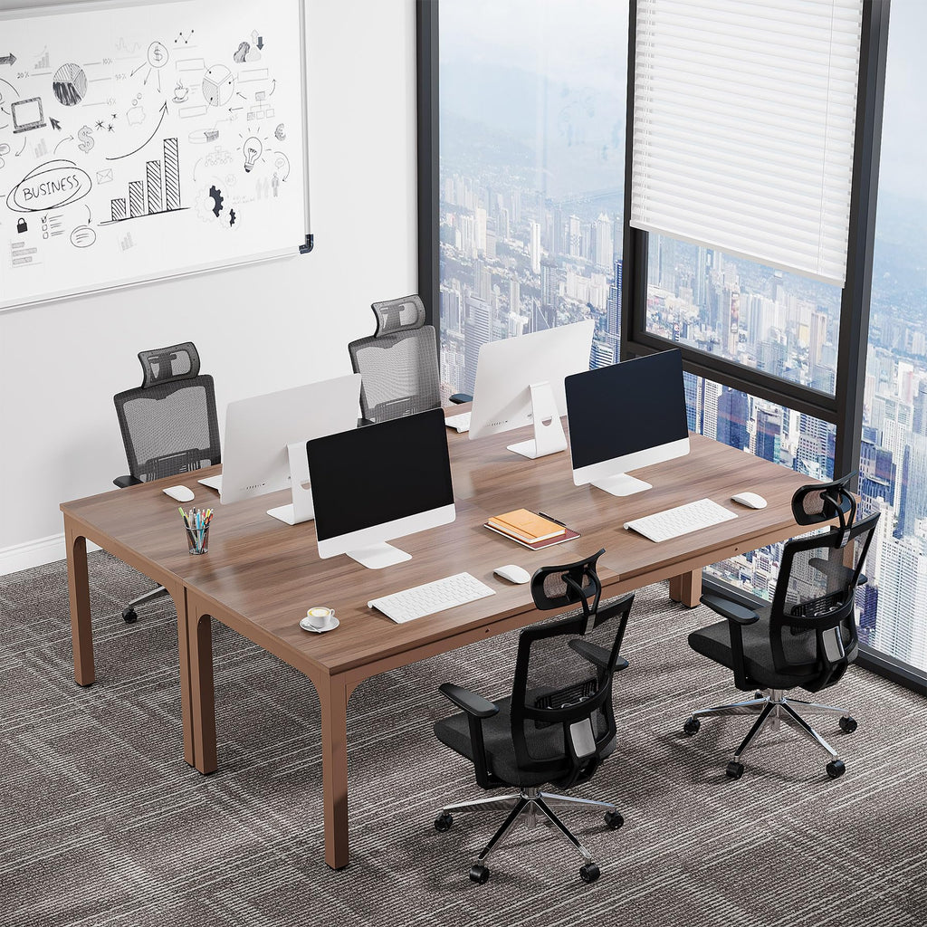 6.5 FT Conference Room Table, 78.74" W x 27.56" D Large Office Conference Table, Modern Seminar Meeting Table Desk for Boardroom, Meeting Room (1, Walnut)