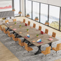 10.5FT Conference Table, Modern Meeting Table for 8-10 People, Rectangle Seminar Boardroom Table for Office Conference Room with Stylish Legs (6, Grey + Black)