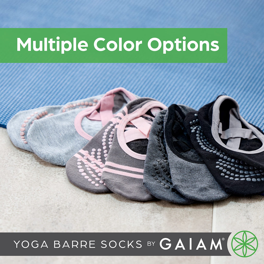 Grippy Yoga Socks, Non-Slip, Barre & Pilates (2PK Black/Grey)