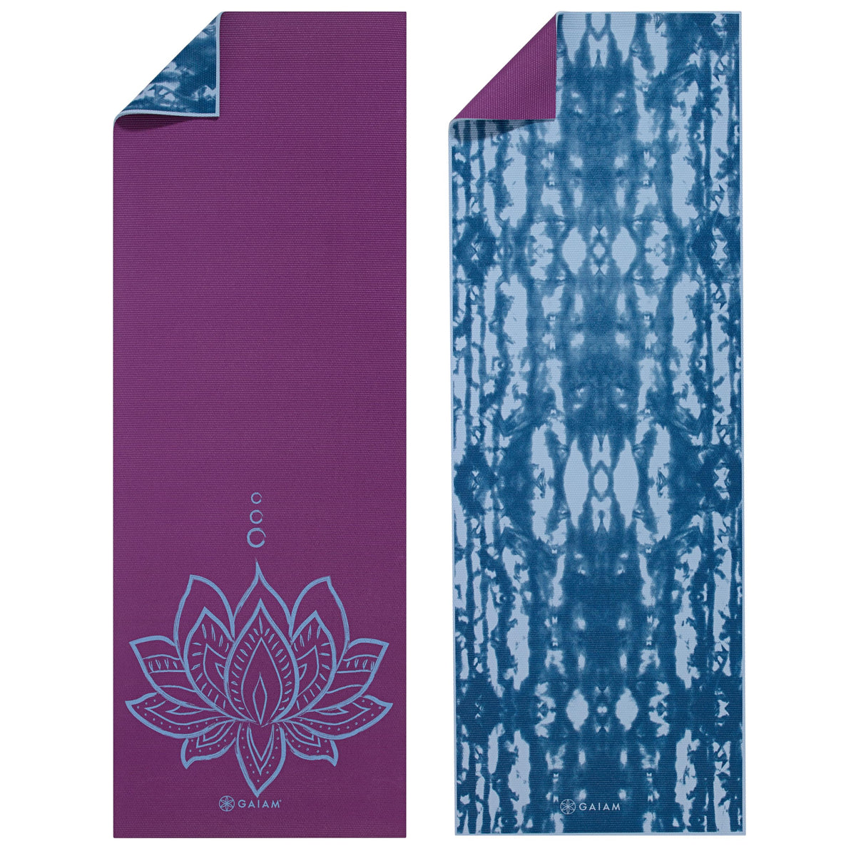 Reversible Yoga Mat, 6mm Thick Print Mat (Purple Lotus)