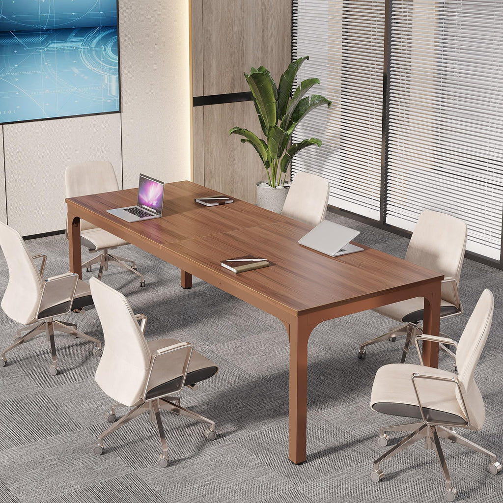 6.5 FT Conference Room Table, 78.74" W x 27.56" D Large Office Conference Table, Modern Seminar Meeting Table Desk for Boardroom, Meeting Room (1, Walnut)