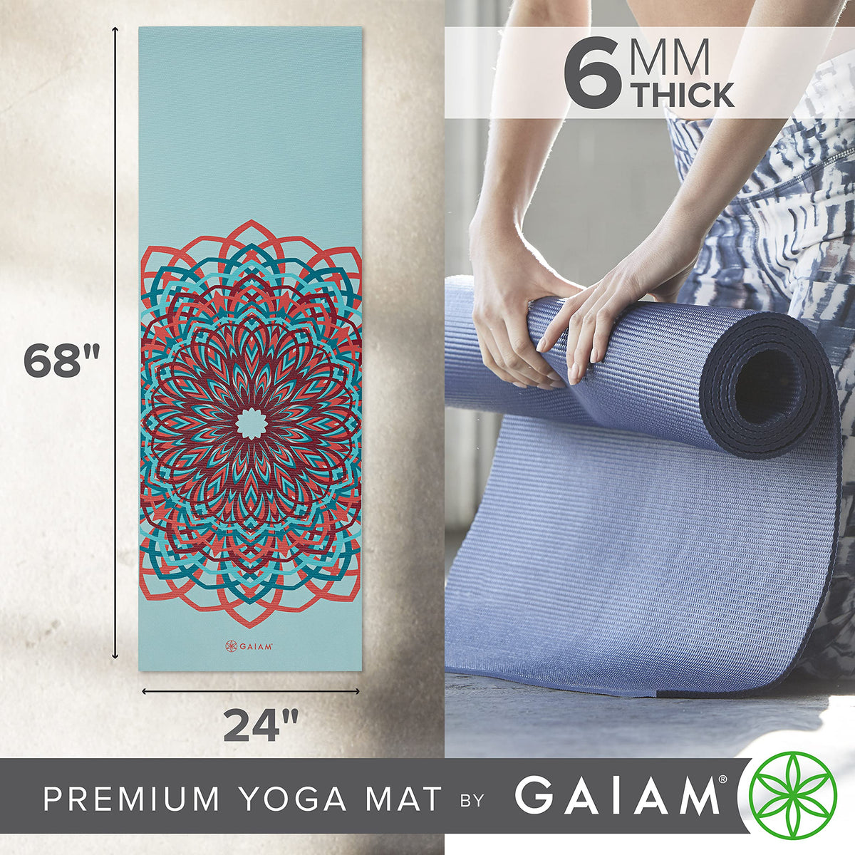 Premium Yoga Mat, 6mm Thick Print Mat (Santorini)