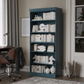 Solid Wood Bookcase - Tall 6-Tier Stackable Modular Bookshelf - 71.5" x 32” W - Teal Blue, Open Display Shelf for Living Room & Office Renewable 100% Eco-Friendly Wood, Made in Brazil