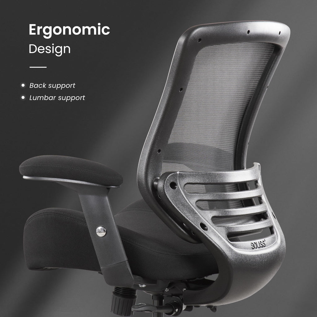 400lbs Mid Back Mesh Ergonomic Drafting Chair for Standing Desk Office Wide Chair Built-in Lumbar Support Big Adjustable Foot Ring Height Adjustable Armrest (Black)