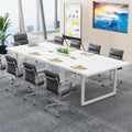 8FT Conference Table, 94.49 L x 47.24 W x 29.53 H Inches Large Meeting Podcast Table for 10 People, Business Style Wooden Training Table with Strong Metal Frame for Office Conference