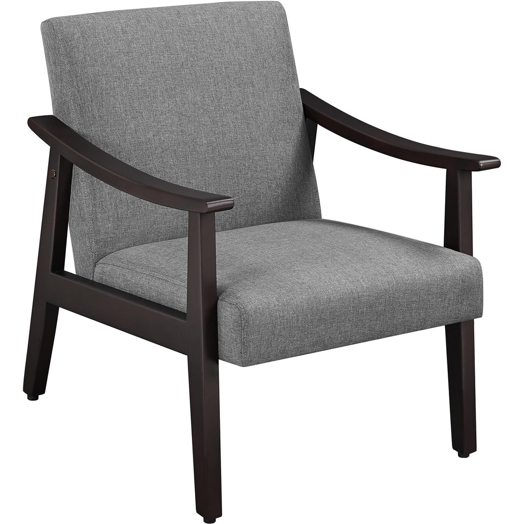 Accent Chair, Mid-Century, Modern Linen Fabric Side Chair with High Back for Living Room/Office/Bedroom, Minimalist, Dark Gray