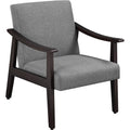 Accent Chair, Mid-Century, Modern Linen Fabric Side Chair with High Back for Living Room/Office/Bedroom, Minimalist, Dark Gray