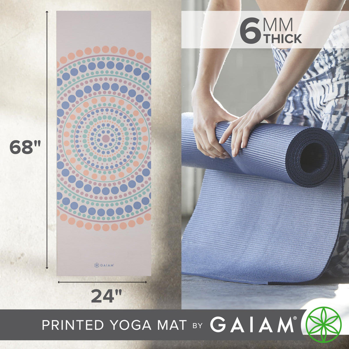 Premium Yoga Mat, 6mm Thick Print Mat (Rainbow Trance)