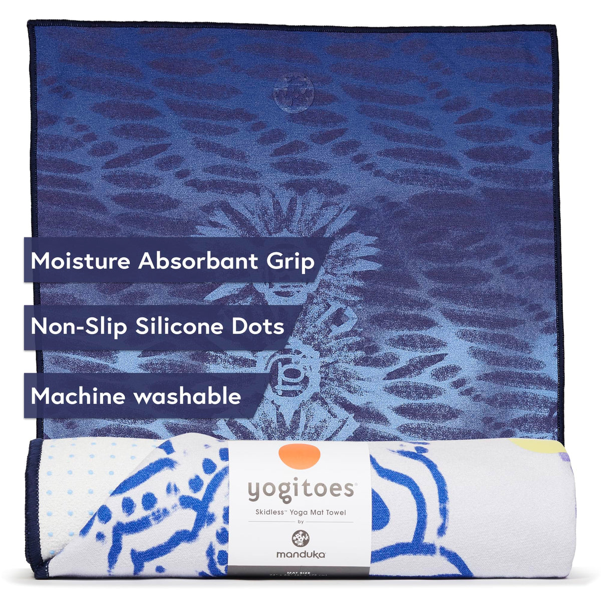 Yogitoes Hot Yoga Mat Towel | Chakra Print Blue | 71 x 24 in