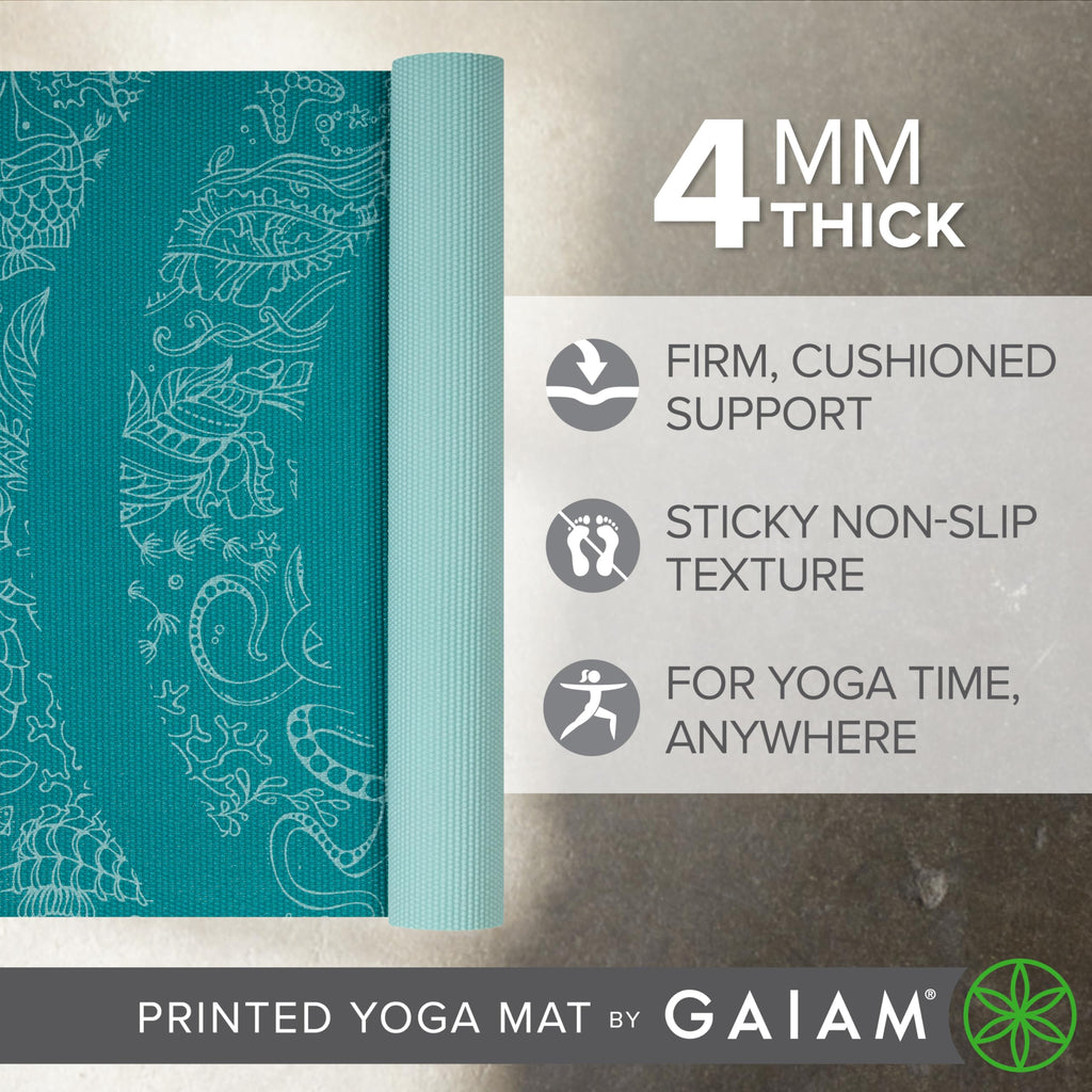 Yoga Mat Classic Print, 4mm Non-Slip Mat (Under The Sea)