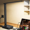 LED Desk Lamp for Dorm Office, USB-C,AC Outlet, Reading Light, Black