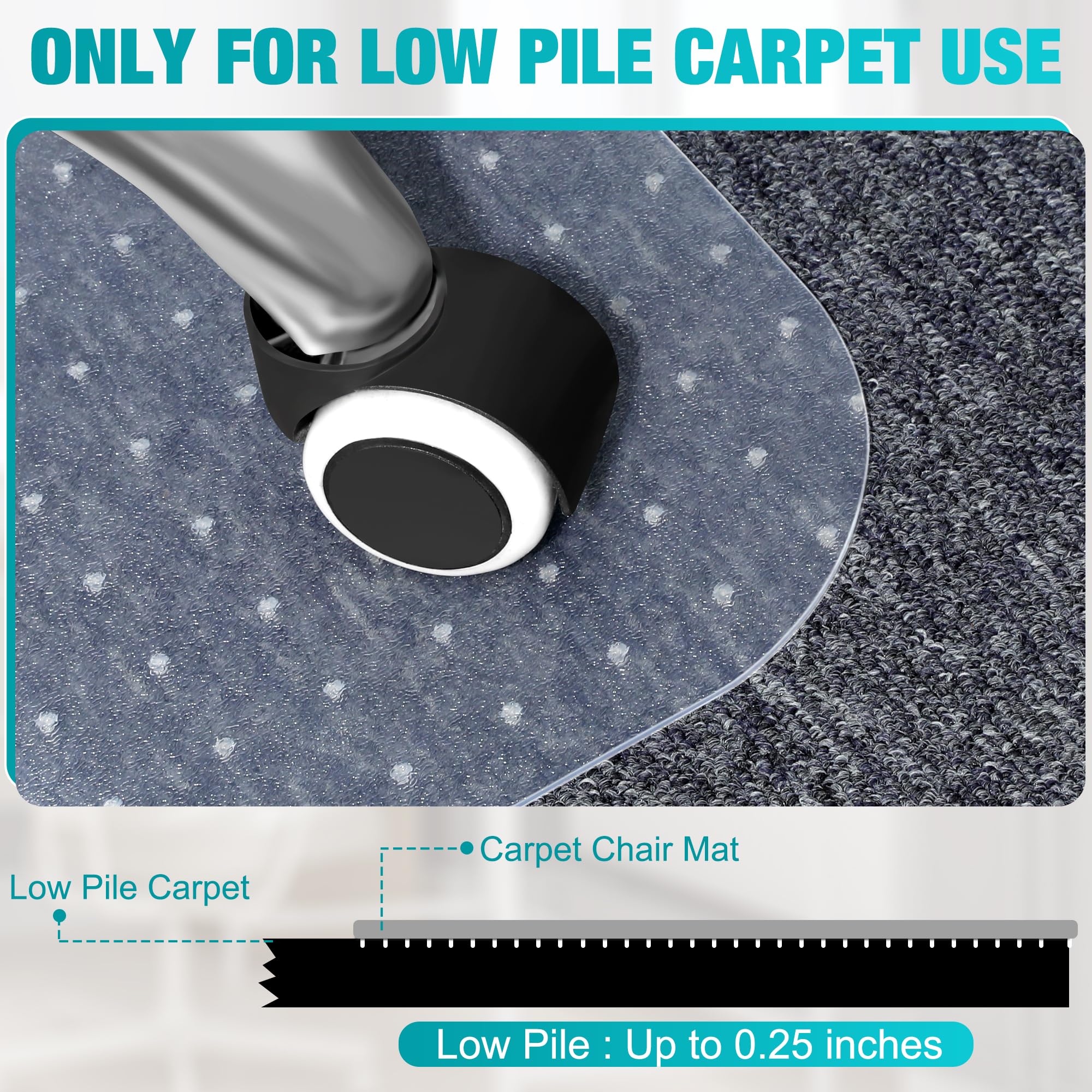 2 Pack Office Chair Mat for Carpets, 48" x 60" Clear Chair Mat for Carpeted Floors, Heavy Duty Under Desk Protector Carpeted Floors Mats, Rolling Computer Floor Mats with Studs for Home and Office