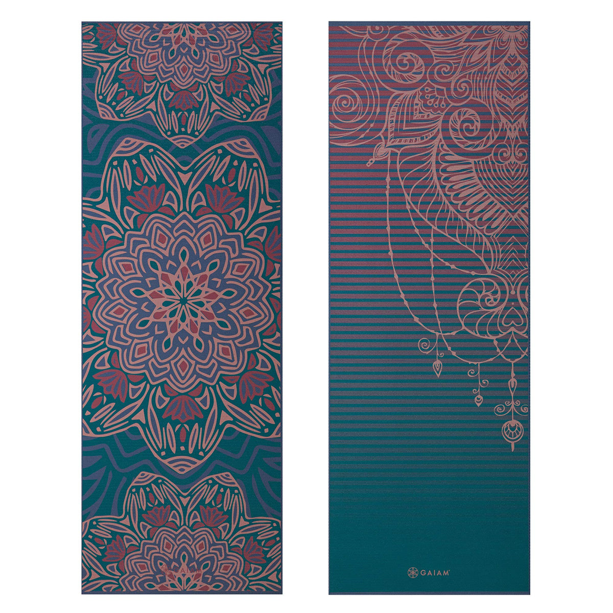 Reversible Yoga Mat, 6mm Thick Print Mat (Jade Salutation)