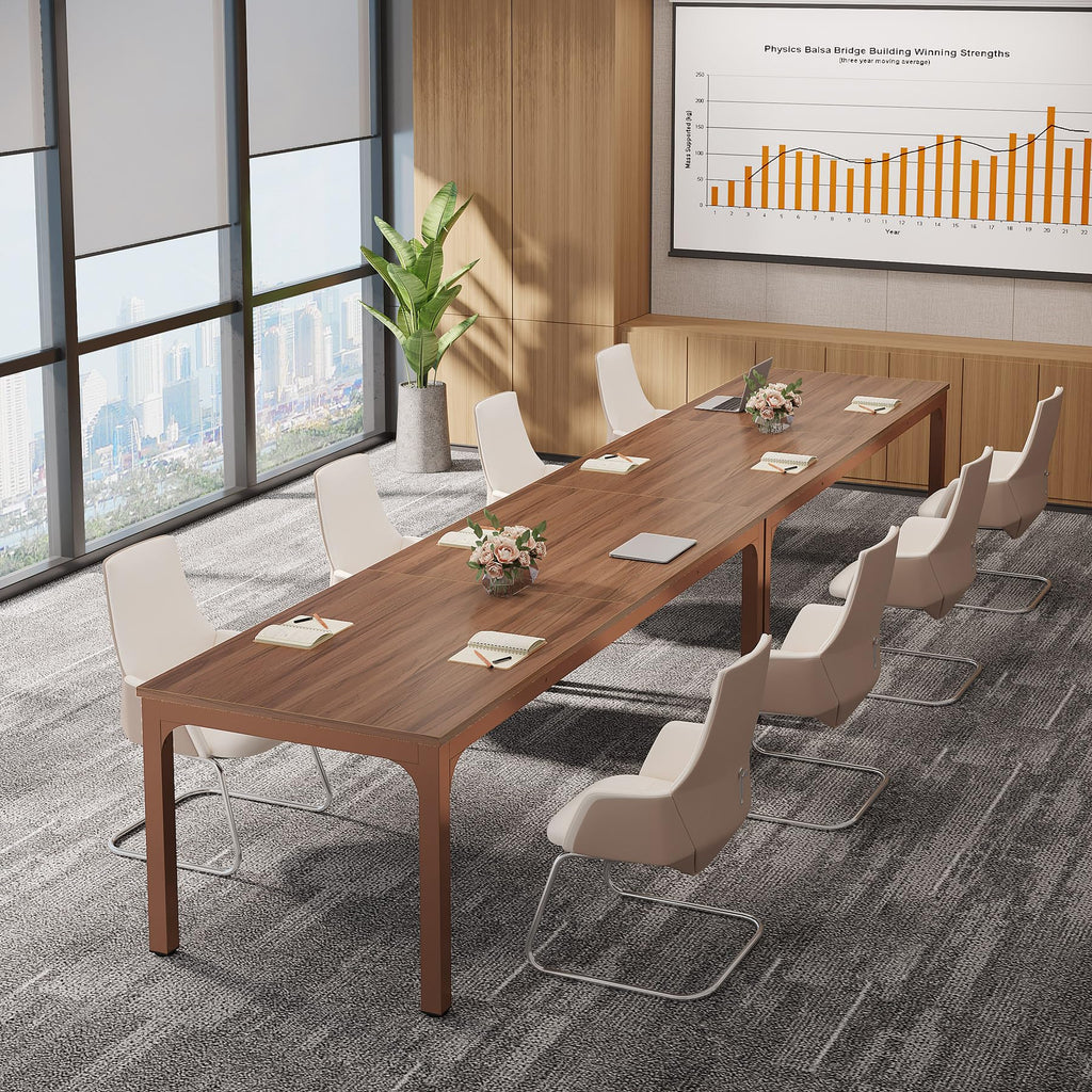 6.5 FT Conference Room Table, 78.74" W x 27.56" D Large Office Conference Table, Modern Seminar Meeting Table Desk for Boardroom, Meeting Room (1, Walnut)