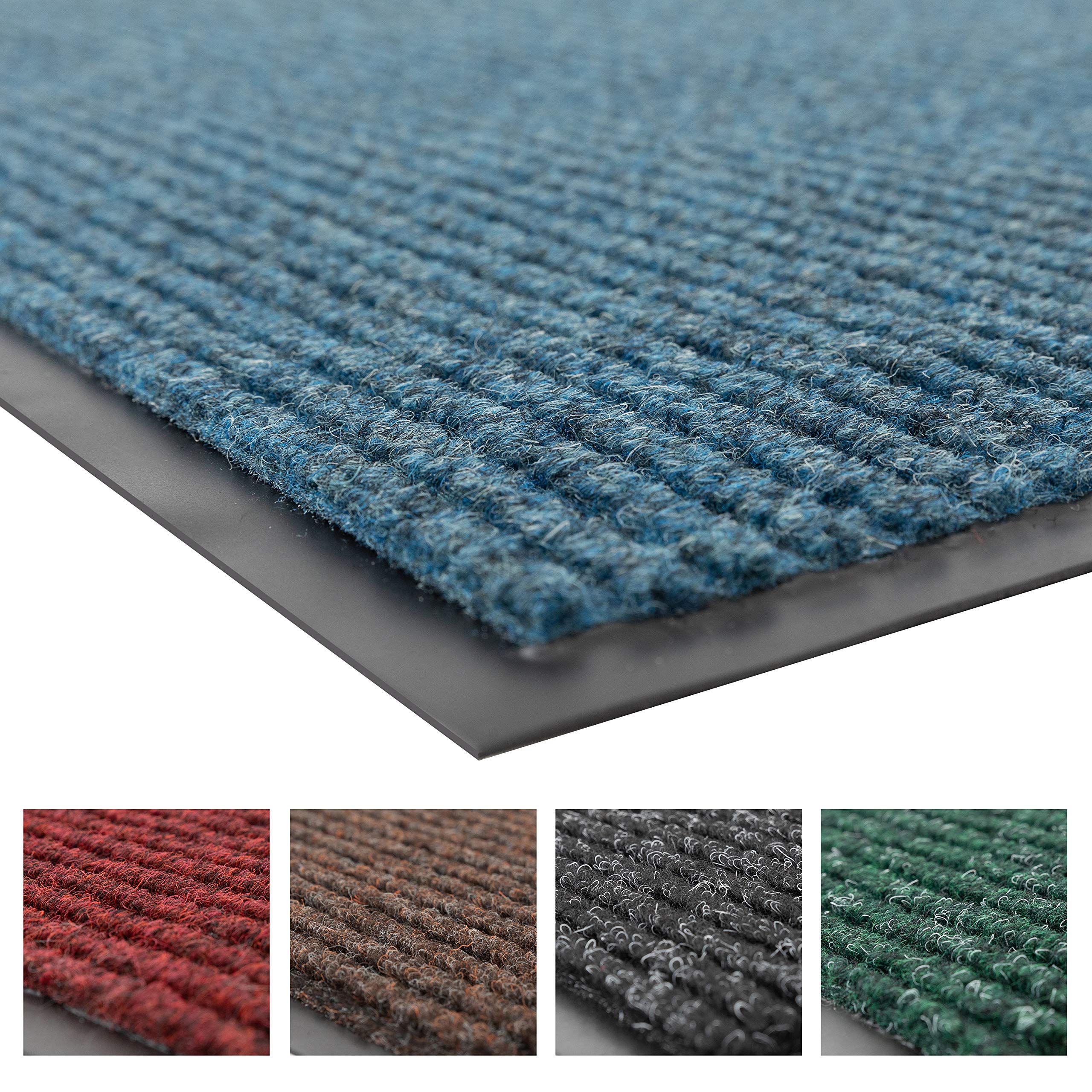 Industrial Door Mat, 3' x 4' Entrance Mat, Heavy Duty Commercial Rug for Businesses, Welcome Lobbies, Garage, and Mudroom, Made in the USA, Slate Blue, Brush Step