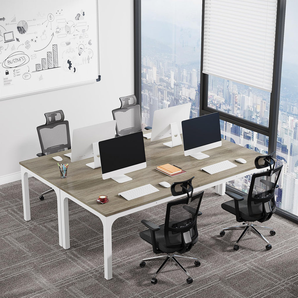 6.5 FT Conference Room Table, 78.74" W x 27.56" D Large Office Conference Table, Modern Seminar Meeting Table Desk for Boardroom, Meeting Room (1, Gray)