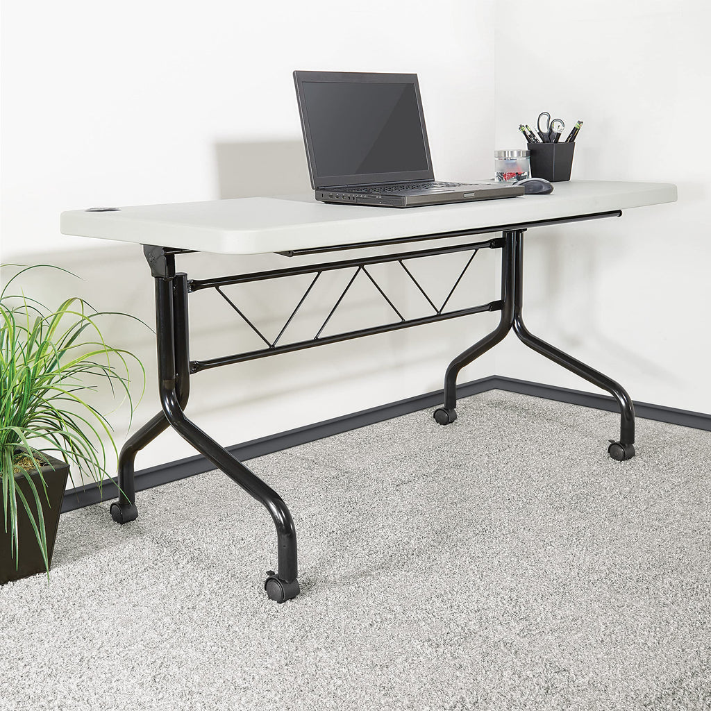 Resin Multipurpose Flip Training Table with Locking Casters for Home and Office, 5 Feet