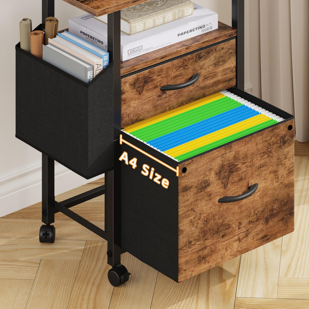 2 Drawer File Cabinet 24''W, Mobile Filing Cabinet, Printer Stand