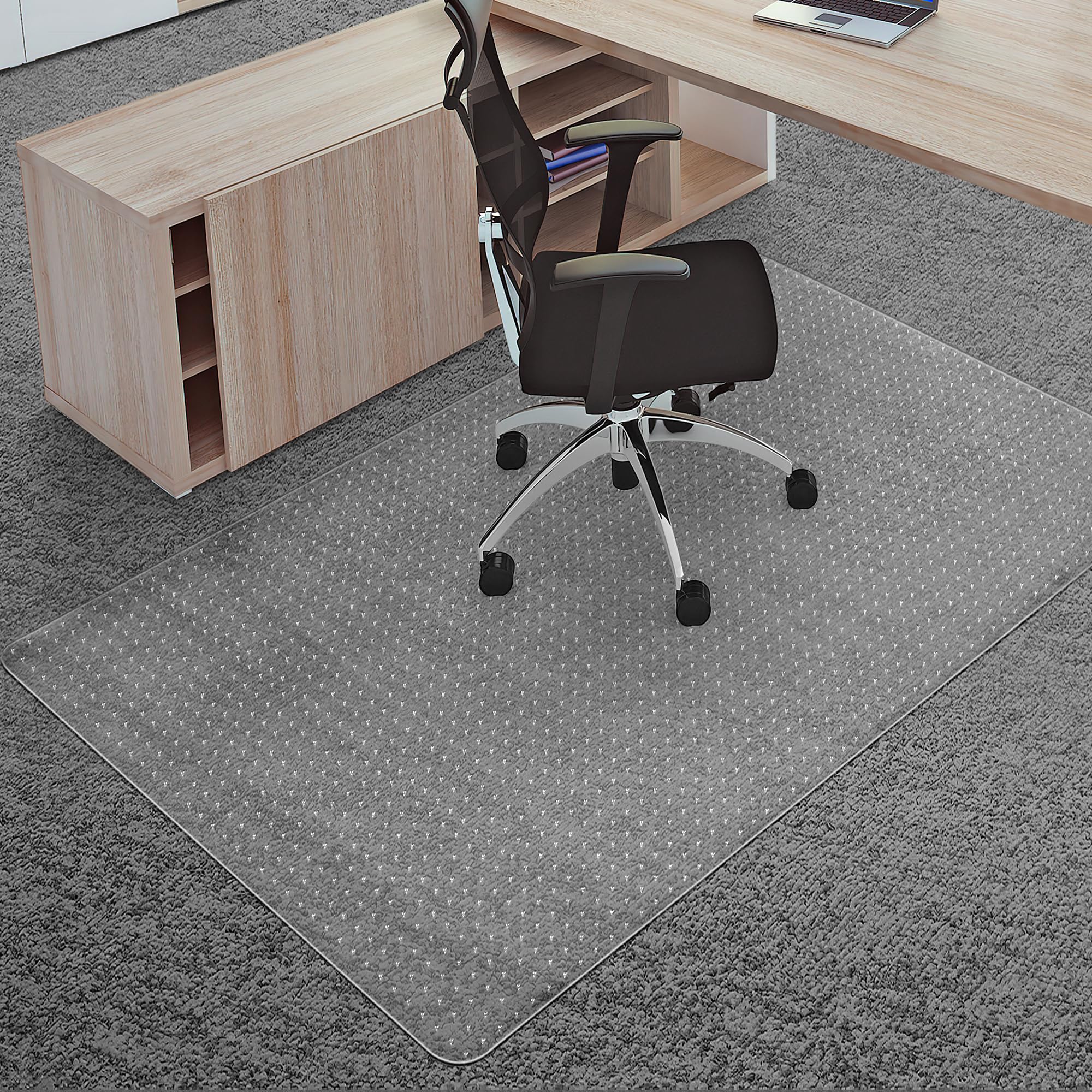 Office Chair Mat for Carpets, 46"x 72" Heavy Duty Clear Plastic Floor Protector, Non-Slip Computer Desk Chair Mat for Low Pile Carpeted Floors, Smooth Rolling Carpet Chair Mat for Home Office