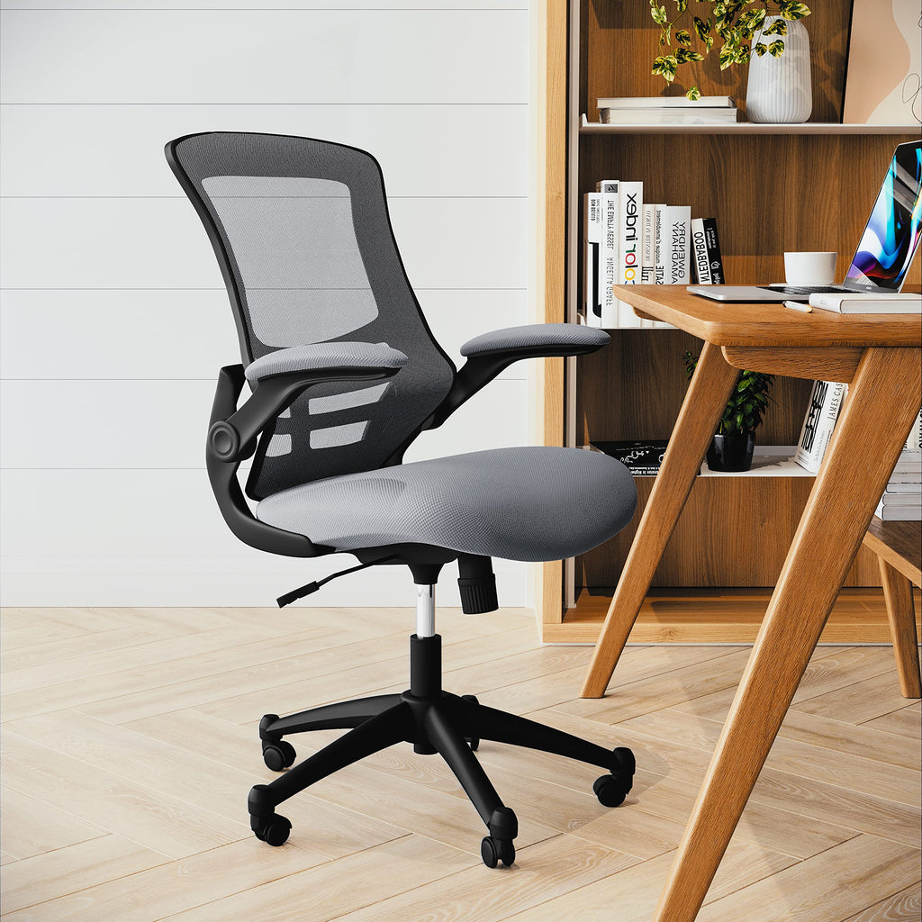 Office Chair, Ergonomic, Mid-Back, Dark Gray Mesh with Swivel