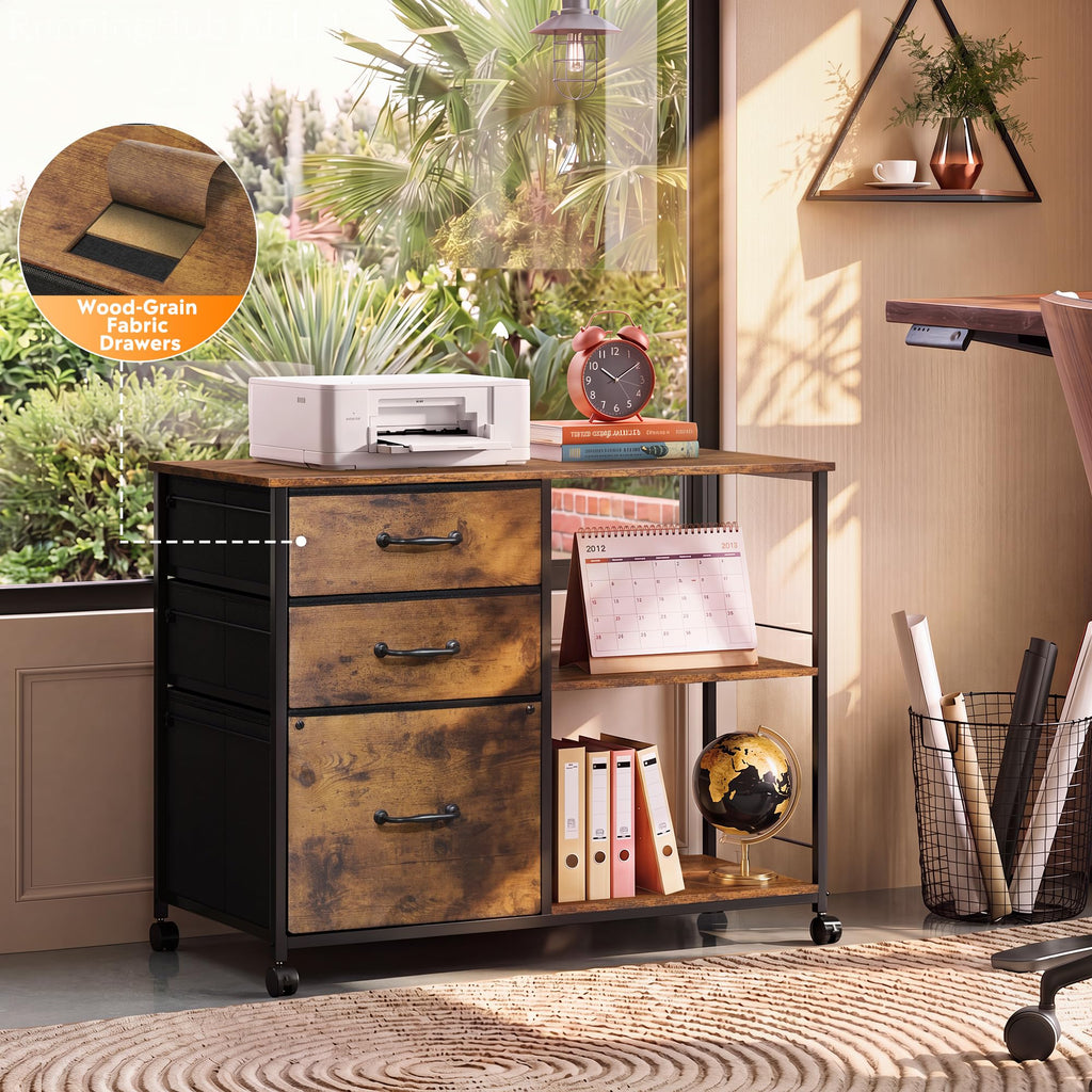 3 Drawer Mobile File Cabinet with Open Storage Shelf