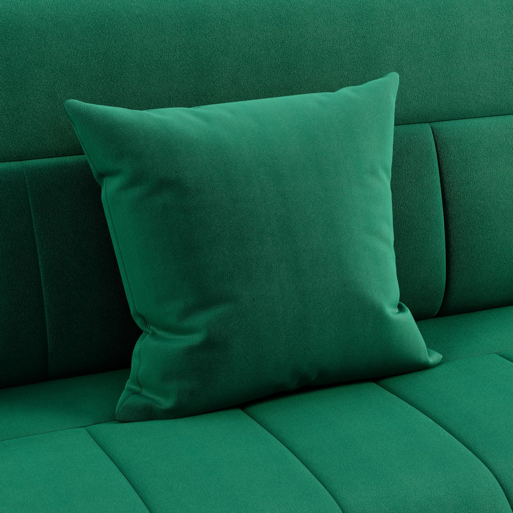 56.5" W Modern Sofa Small Sofa Luxurious Velvet Fabric Couch with Gold-Tone Metal Arms and Legs for Living Room, Office, Studio Green