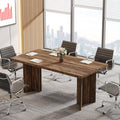 5.5FT Conference Table, 63-inch Rectangle Meeting Seminar Table, Large Wooden Business Tables for 4-6 People, Heavy Duty Pedestal (Dark Brown)