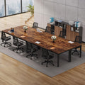 6.5 FT Conference Room Table, 78.74" W x 27.56" D Large Office Conference Table, Modern Seminar Meeting Table Desk for Boardroom, Meeting Room (4, Rustic Brown)