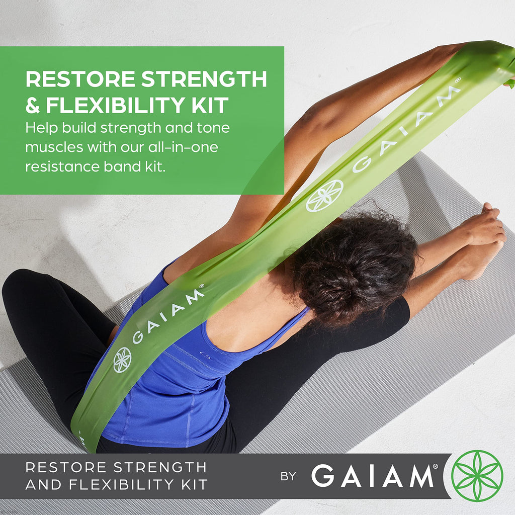 Restore Strength and Flexibility Resistance Band Kit Set - 3 Levels of Resistance - Strength Training Workout Bands for Stretching Muscles - Versatile Exercise Tool - Light, Medium, and Heavy