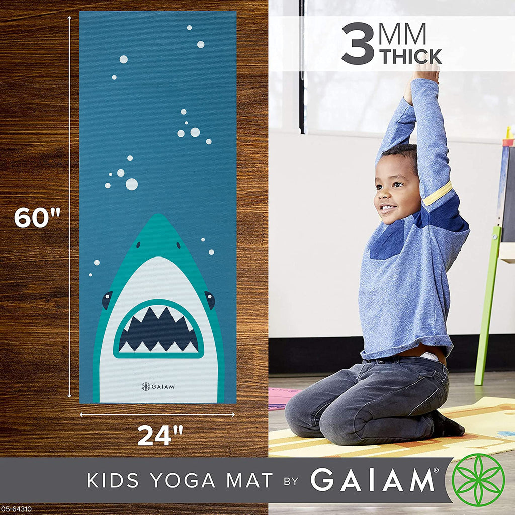 Kids Yoga Mat, Fun Prints, Non-Toxic, 60"x24", 3mm (Chomper)