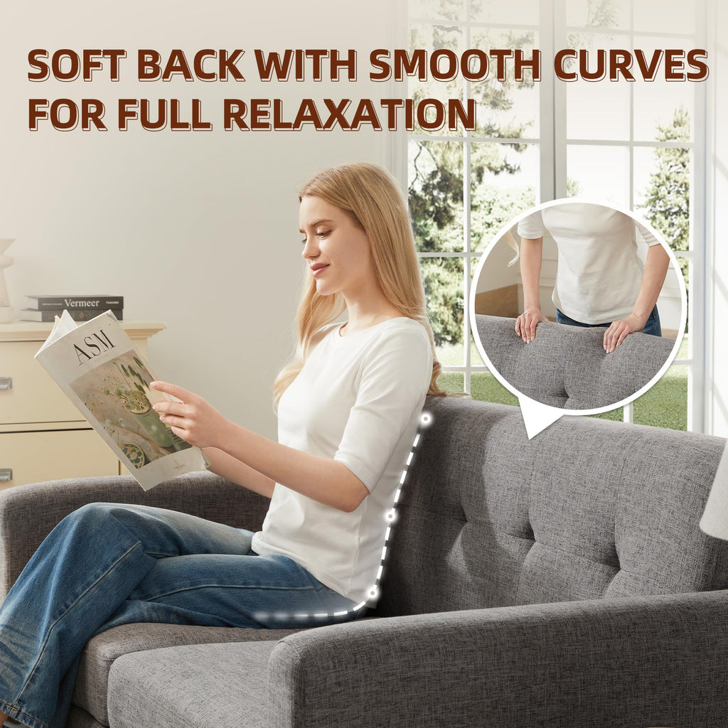 65.2" W Loveseat Sofa, Solid & Easy to Install Small Couch for Bedroom Office Apartment, Grey