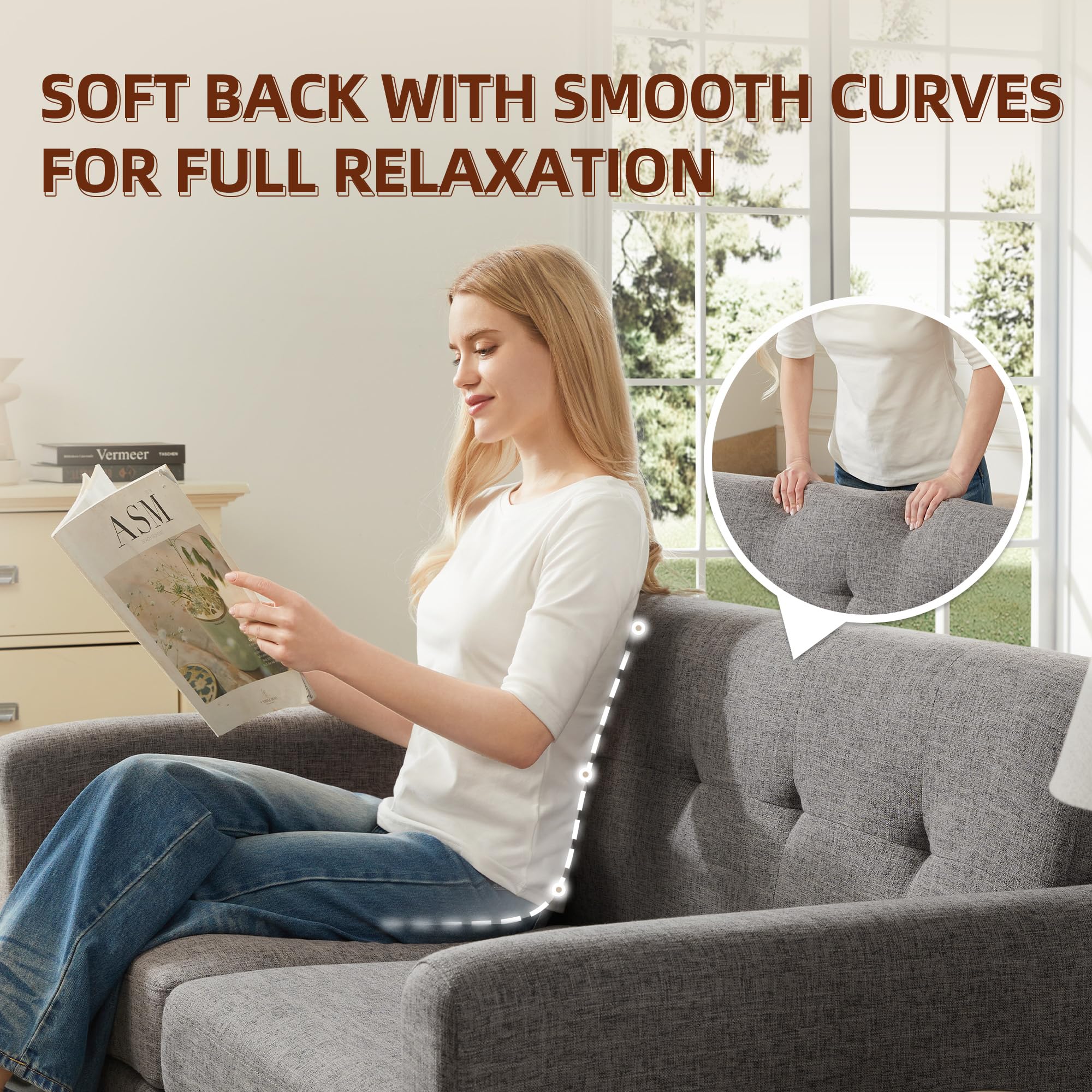 65.2" W Loveseat Sofa, Solid & Easy to Install Small Couch for Bedroom Office Apartment, Grey