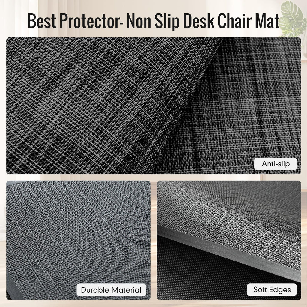 Office Chair Mat,36"x48" Anti-Slip Waterproof Hardwood Floor Chair Mat,Heavy Duty Floor Protector Rolling Chairs for Home Office(Black)