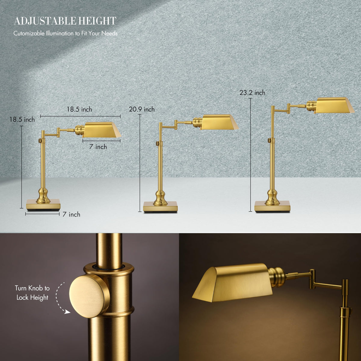 Arcadia Pharmacy Desk Lamp, Antique Brass