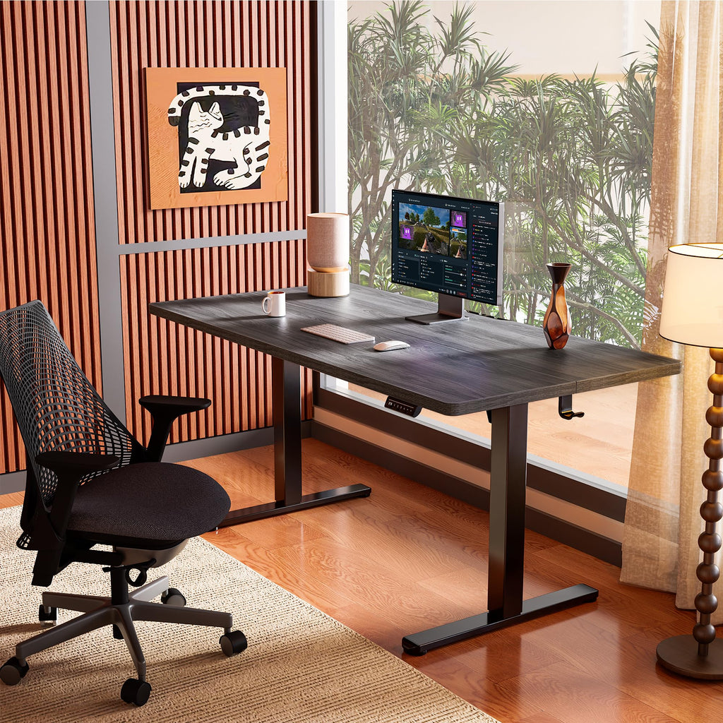 Height Adjustable Electric Standing Desk, 48 x 24 Inches Sit Stand up Desk, Memory Computer Home Office Desk, Grey