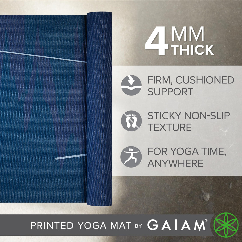 Yoga Mat Classic Print, 4mm Non-Slip Mat (Moonlit Tide)