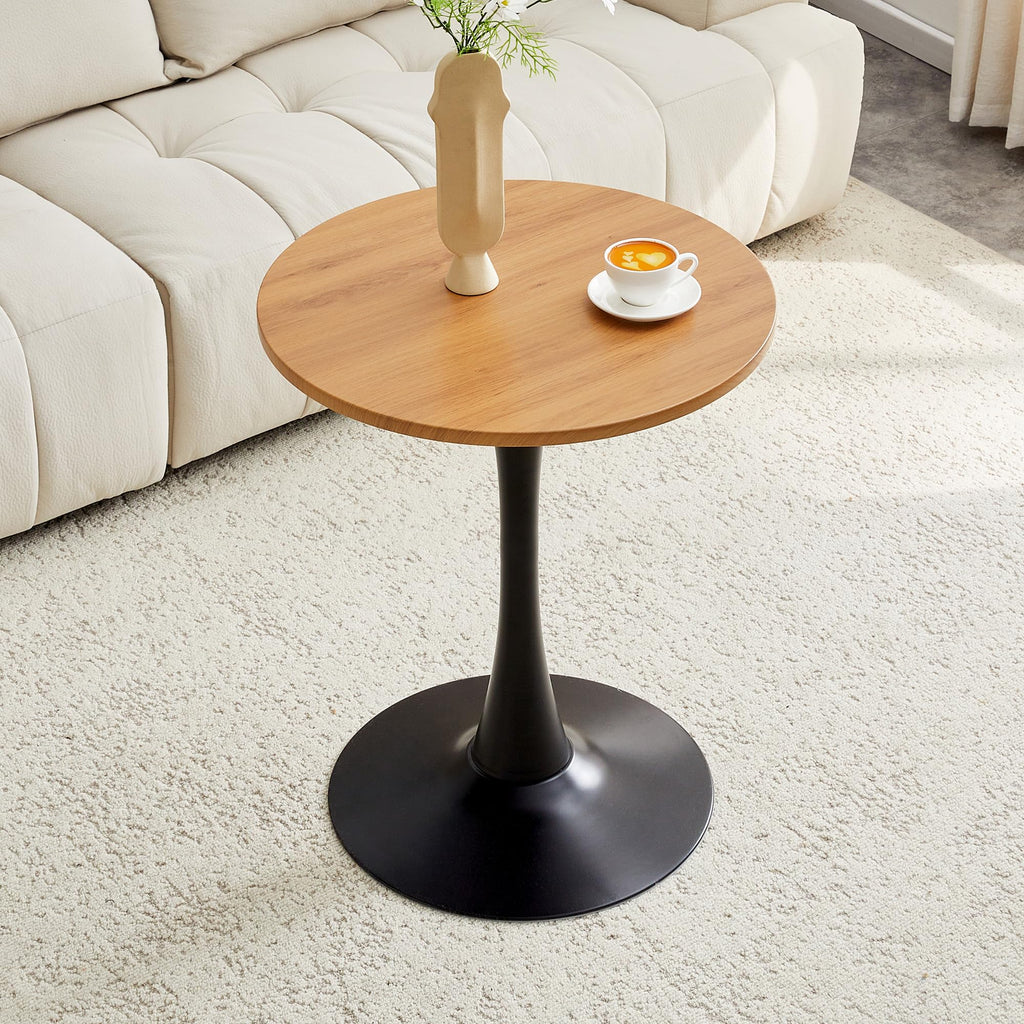 Round Dining Table, 23.6" Circle Tulip Table with Thickened Tabletop & Metal Pedestal, Mid Century Modern Bistro Table for Kitchen, Small Places, Living Room
