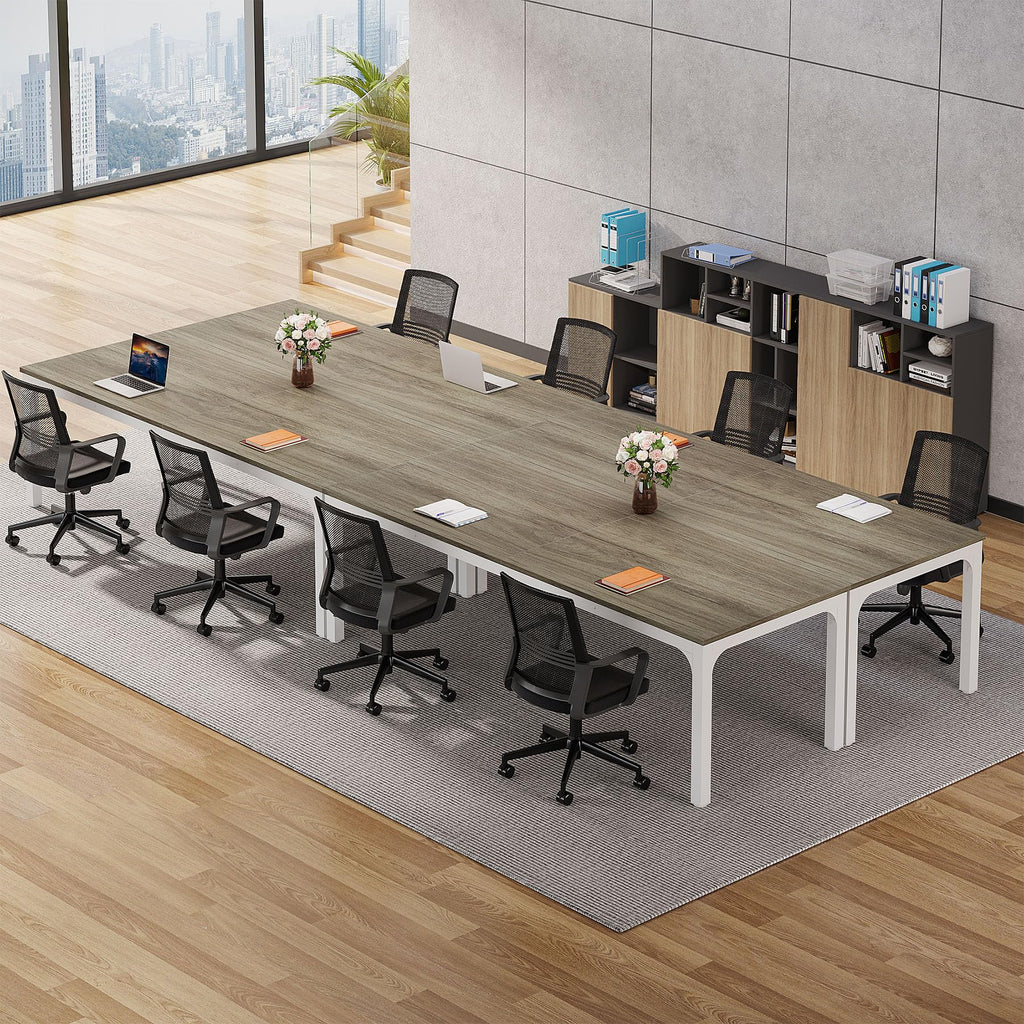 6.5 FT Conference Room Table, 78.74" W x 27.56" D Large Office Conference Table, Modern Seminar Meeting Table Desk for Boardroom, Meeting Room (2, Gray)