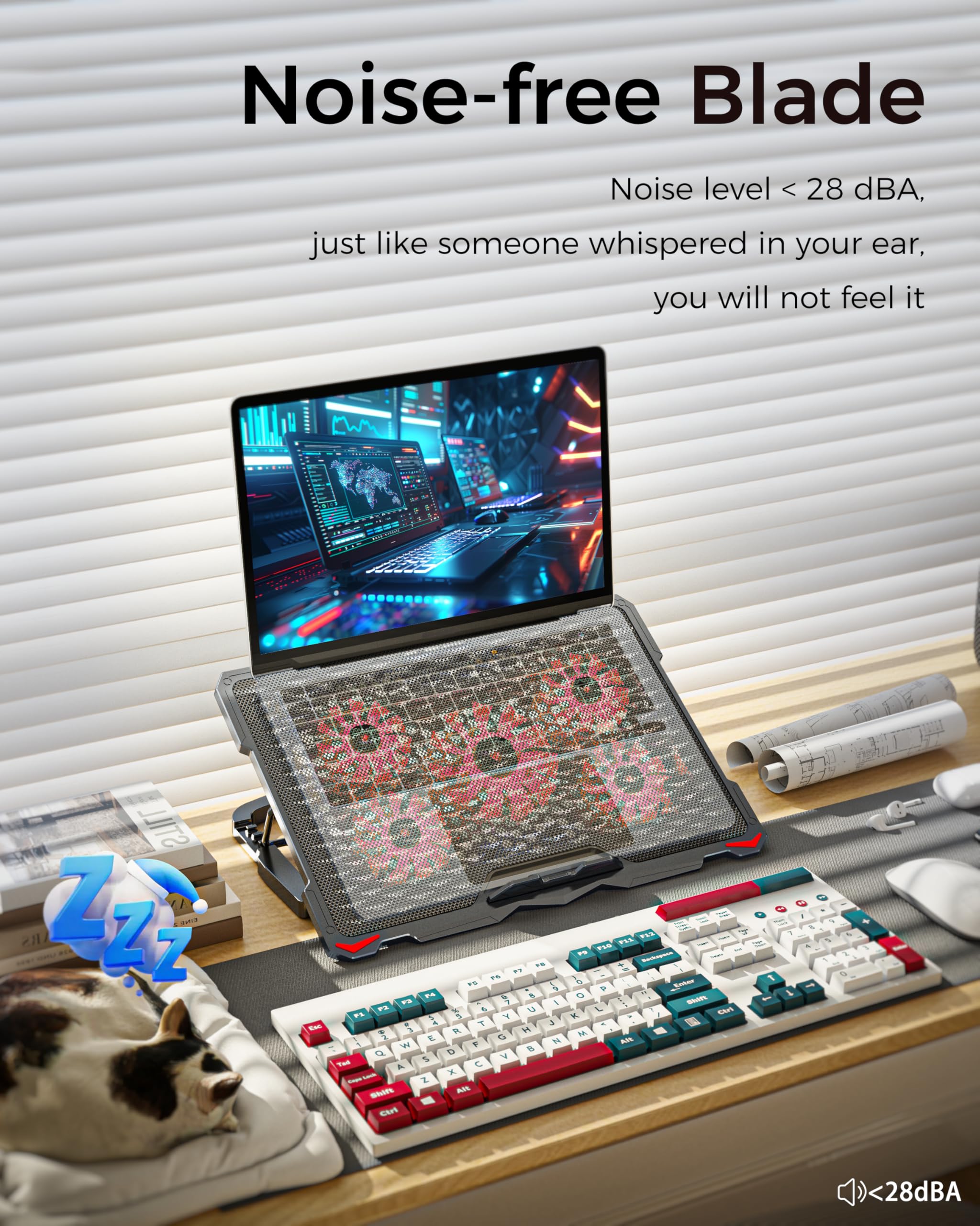Laptop Cooling Pad for 17.3" Notebook, Red 5 Fans
